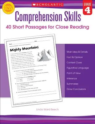 Verständnisfähigkeiten: 40 kurze Passagen zum genauen Lesen: Klasse 4 - Comprehension Skills: 40 Short Passages for Close Reading: Grade 4