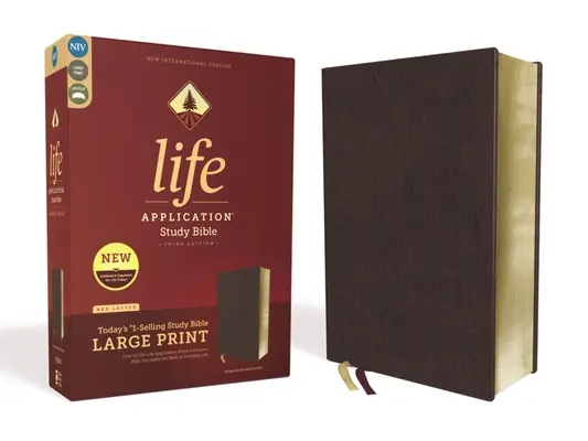 Niv, Life Application Study Bible, Dritte Ausgabe, Großdruck, Gebundenes Leder, Burgund, Red Letter Edition - Niv, Life Application Study Bible, Third Edition, Large Print, Bonded Leather, Burgundy, Red Letter Edition