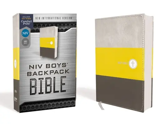 Niv, Rucksackbibel für Jungen, kompakt, lederweich, gelb/grau, Red Letter Edition, Comfort Print - Niv, Boys' Backpack Bible, Compact, Leathersoft, Yellow/Gray, Red Letter Edition, Comfort Print