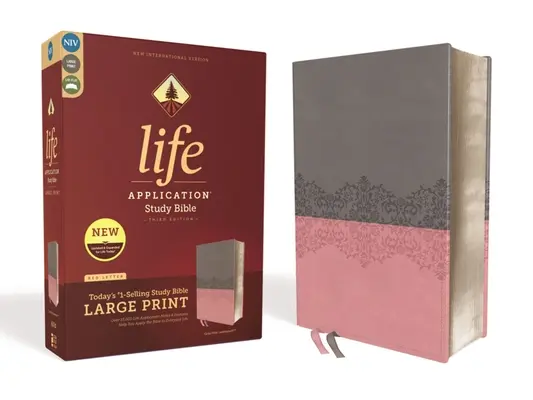 Niv, Life Application Study Bible, Dritte Auflage, Großdruck, Lederweiches Leder, Grau/Rosa, Red Letter Edition - Niv, Life Application Study Bible, Third Edition, Large Print, Leathersoft, Gray/Pink, Red Letter Edition