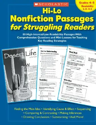 Hi-Lo Nonfiction Passages for Struggling Readers: Klasse 4-5: 80 hochinteressante/leicht zu lesende Passagen mit Verständnisfragen und Mini-Lektionen - Hi-Lo Nonfiction Passages for Struggling Readers: Grades 4-5: 80 High-Interest/Low-Readability Passages with Comprehension Questions and Mini-Lessons