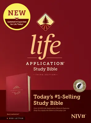 NIV Life Application Study Bible, Dritte Ausgabe (Rote Schrift, Lederartig, Beere, Indexiert) - NIV Life Application Study Bible, Third Edition (Red Letter, Leatherlike, Berry, Indexed)