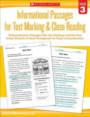 Informational Passages for Text Marking & Close Reading: Klasse 3: 20 reproduzierbare Passagen mit Textmarkierungsaktivitäten, die die Schüler zum genauen Lesen anleiten - Informational Passages for Text Marking & Close Reading: Grade 3: 20 Reproducible Passages with Text-Marking Activities That Guide Students to Read St