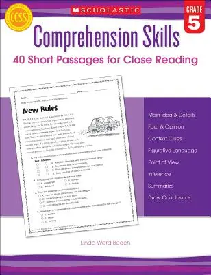 Verständnisfähigkeiten: 40 kurze Passagen für genaues Lesen: Klasse 5 - Comprehension Skills: 40 Short Passages for Close Reading: Grade 5