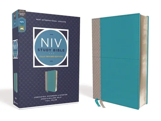 NIV Studienbibel, Vollständig revidierte Ausgabe, Lederweich, Teal/Grau, Rote Schrift, Komfortdruck - NIV Study Bible, Fully Revised Edition, Leathersoft, Teal/Gray, Red Letter, Comfort Print
