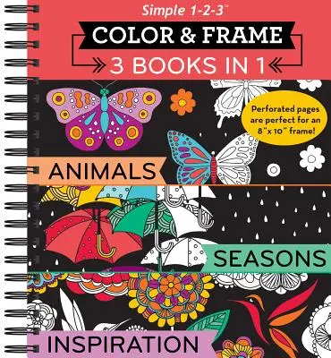 Color & Frame - 3 Bücher in 1 - Tiere, Jahreszeiten, Inspiration (Ausmalbuch für Erwachsene) - Color & Frame - 3 Books in 1 - Animals, Seasons, Inspiration (Adult Coloring Book)