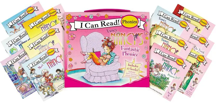 Fancy Nancys 12-Bücher Fantastischer Phonetik-Spaß! Enthält 12 Mini-Bücher mit kurzen und langen Vokallauten - Fancy Nancy's 12-Book Fantastic Phonics Fun!: Includes 12 Mini-Books Featuring Short and Long Vowel Sounds