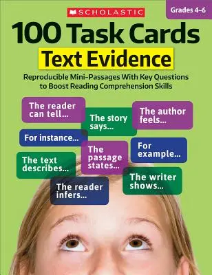 100 Aufgabenkarten: Text Evidence: Reproduzierbare Mini-Passagen mit Schlüsselfragen zur Förderung des Leseverständnisses - 100 Task Cards: Text Evidence: Reproducible Mini-Passages with Key Questions to Boost Reading Comprehension Skills