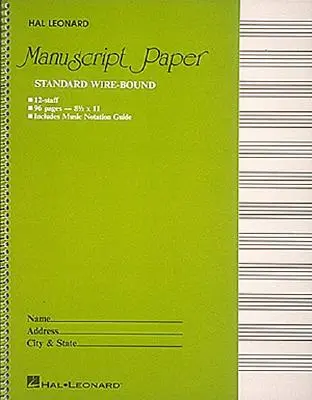 Drahtgebundenes Standard-Manuskriptpapier (grüner Einband) - Standard Wirebound Manuscript Paper (Green Cover)