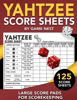 Yahtzee-Punkte-Bögen: 125 große Yahtzee-Scorekarten für 8,5 x 11 Yahtzee-Scorekarten - Yahtzee Score Sheets: 125 Large Score Pads for Scorekeeping 8.5 x 11 Yahtzee Score Cards