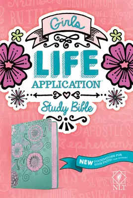 NLT Girls Life Application Studienbibel (Lederähnlich, Teal/Pink Blumen) - NLT Girls Life Application Study Bible (Leatherlike, Teal/Pink Flowers)