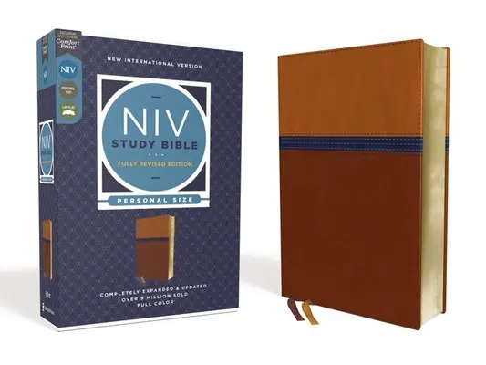 NIV Studienbibel, Vollständig revidierte Ausgabe, persönliches Format, lederweich, braun/blau, rote Schrift, Komfortdruck - NIV Study Bible, Fully Revised Edition, Personal Size, Leathersoft, Brown/Blue, Red Letter, Comfort Print