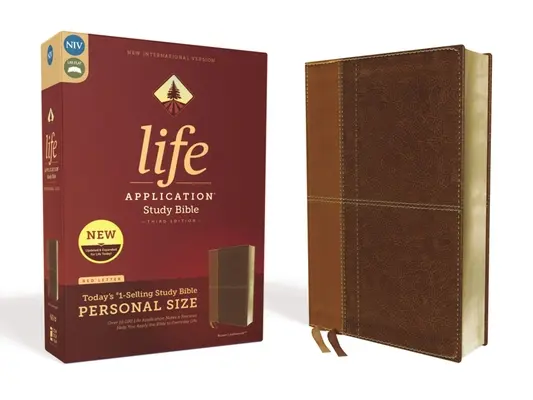 Niv, Life Application Study Bible, Dritte Auflage, Persönliches Format, Lederweich, Braun, Red Letter Edition - Niv, Life Application Study Bible, Third Edition, Personal Size, Leathersoft, Brown, Red Letter Edition