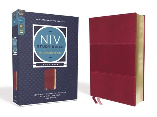 NIV Studienbibel, Vollständig revidierte Ausgabe, Großdruck, Lederweich, Burgund, Rote Schrift, Komfortdruck - NIV Study Bible, Fully Revised Edition, Large Print, Leathersoft, Burgundy, Red Letter, Comfort Print
