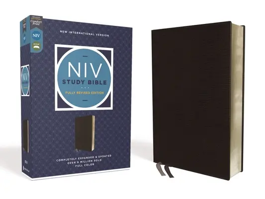 NIV Studienbibel, Vollständig revidierte Ausgabe, Gebundenes Leder, Schwarz, Rote Schrift, Komfortdruck - NIV Study Bible, Fully Revised Edition, Bonded Leather, Black, Red Letter, Comfort Print