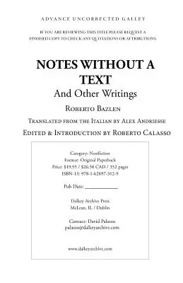 Notizen ohne Text und andere Aufzeichnungen - Notes Without a Text and Other Writings