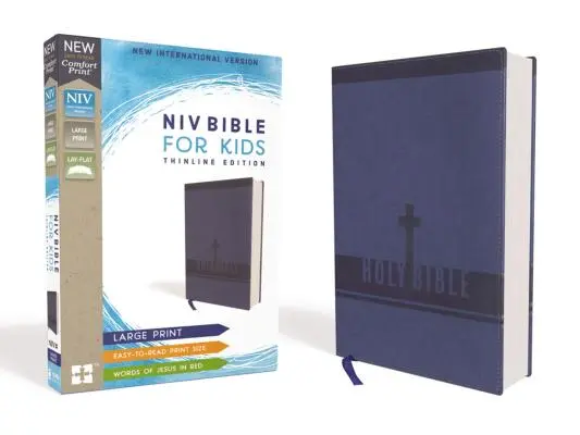 Niv, Kinderbibel, Großdruck, lederweich, blau, rote Schrift, Komfortdruck: Thinline Ausgabe - Niv, Bible for Kids, Large Print, Leathersoft, Blue, Red Letter, Comfort Print: Thinline Edition