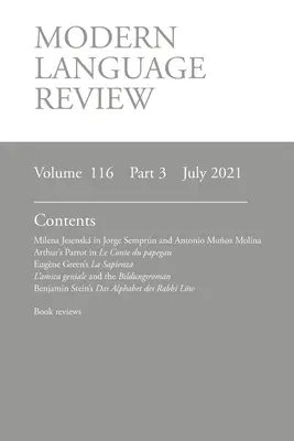 Zeitschrift Modern Language Review (116: 3) Juli 2021 - Modern Language Review (116: 3) July 2021