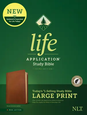 NLT Life Application Study Bible, Dritte Auflage, Großdruck (Rote Schrift, Echtes Leder, Braun, Indexiert) - NLT Life Application Study Bible, Third Edition, Large Print (Red Letter, Genuine Leather, Brown, Indexed)