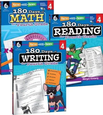 180 Tage Lesen, Schreiben und Rechnen für die vierte Klasse, 3 Bände - 180 Days of Reading, Writing and Math for Fourth Grade 3-Book Set
