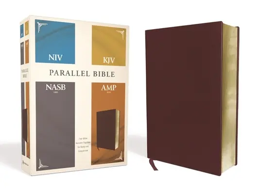 Niv, Kjv, Nasb, Amplified, Parallelbibel, Gebundenes Leder, Burgunderrot: Vier Bibelversionen zusammen für Studium und Vergleich - Niv, Kjv, Nasb, Amplified, Parallel Bible, Bonded Leather, Burgundy: Four Bible Versions Together for Study and Comparison