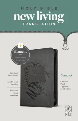 NLT Compact Zipper Bible, Filament Enabled Edition (Rote Schrift, lederähnlich, Charcoal Patch) - NLT Compact Zipper Bible, Filament Enabled Edition (Red Letter, Leatherlike, Charcoal Patch)