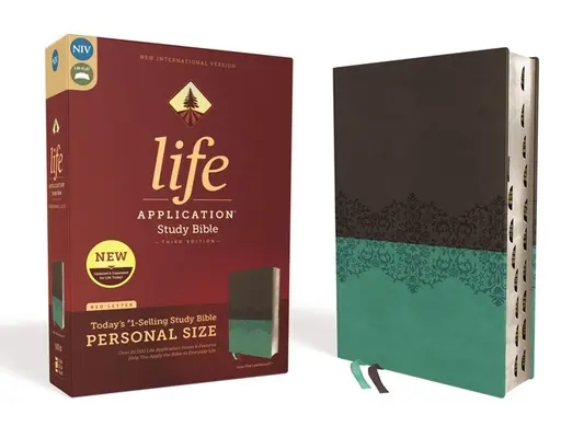 Niv, Life Application Study Bible, Dritte Ausgabe, Personal Size, Lederweich, Grau/Teal, Indexiert, Red Letter Edition - Niv, Life Application Study Bible, Third Edition, Personal Size, Leathersoft, Gray/Teal, Indexed, Red Letter Edition