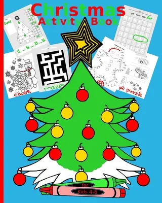 Weihnachts-Aktivitätsbuch für Kinder 4-6: Brain Teaser für Kinder Einfache Wortsuchrätsel Ausmalbilder Punkt-zu-Punkt-Zeichnungen Hängemännchen alternativ Dekorat - Christmas Activity Book for Kids 4-6: Brain Teaser for kids Simple Word Search puzzles Coloring pages Dot-to-dot drawings Hang man alternative Decorat