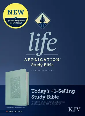 KJV Life Application Study Bible, dritte Ausgabe (rote Schrift, lederähnlich, geblümter Rahmen Teal) - KJV Life Application Study Bible, Third Edition (Red Letter, Leatherlike, Floral Frame Teal)
