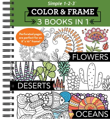 Color & Frame - 3 Bücher in 1 - Blumen, Wüsten, Ozeane (Ausmalbuch für Erwachsene) - Color & Frame - 3 Books in 1 - Flowers, Deserts, Oceans (Adult Coloring Book)