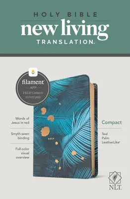 NLT Kompaktbibel, Filament Enabled Edition (Rote Schrift, lederähnlich, Teal Palm) - NLT Compact Bible, Filament Enabled Edition (Red Letter, Leatherlike, Teal Palm)