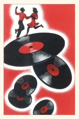 Vintage Journal Pärchen tanzt auf Vinyl-Schallplatten - Vintage Journal Couple Dancing on Vinyl Records