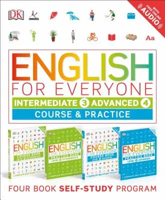 Englisch für alle: Mittelstufe und Fortgeschrittene Box Set: Kurs- und Übungsbücher Vier-Bücher-Selbstlernprogramm - English for Everyone: Intermediate and Advanced Box Set: Course and Practice Books Four-Book Self-Study Program