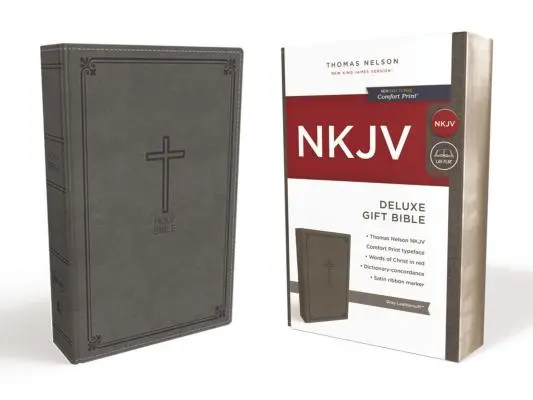 NKJV, Deluxe Geschenkbibel, Kunstleder, Grau, Red Letter Edition - NKJV, Deluxe Gift Bible, Imitation Leather, Gray, Red Letter Edition