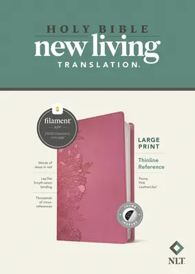 NLT Large Print Thinline Reference Bible, Filament Enabled Edition (Rote Schrift, lederähnlich, Pfingstrose, indiziert) - NLT Large Print Thinline Reference Bible, Filament Enabled Edition (Red Letter, Leatherlike, Peony Pink, Indexed)