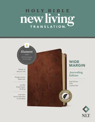 NLT Wide Margin Bible, Filament Enabled Edition (Rote Schrift, Lederähnlich, Dunkelbraune Handfläche, Indexiert) - NLT Wide Margin Bible, Filament Enabled Edition (Red Letter, Leatherlike, Dark Brown Palm, Indexed)