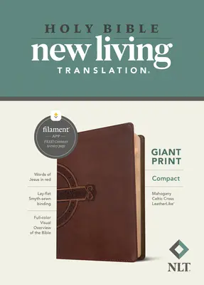 NLT Compact Giant Print Bible, Filament Enabled Edition (rote Schrift, lederähnlich, Mahagoni, keltisches Kreuz) - NLT Compact Giant Print Bible, Filament Enabled Edition (Red Letter, Leatherlike, Mahogany Celtic Cross)