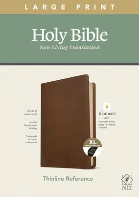 NLT Large Print Thinline Reference Bible, Filament Enabled Edition (rote Schrift, lederähnlich, rustikal braun, indiziert) - NLT Large Print Thinline Reference Bible, Filament Enabled Edition (Red Letter, Leatherlike, Rustic Brown, Indexed)