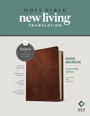 NLT Wide Margin Bibel, Filament Enabled Edition (Rote Schrift, lederähnlich, dunkelbraun Palm) - NLT Wide Margin Bible, Filament Enabled Edition (Red Letter, Leatherlike, Dark Brown Palm)