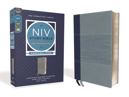 NIV Studienbibel, Vollständig revidierte Ausgabe, Persönliche Größe, Lederweich, Marine/Blau, Rote Schrift, Komfortdruck - NIV Study Bible, Fully Revised Edition, Personal Size, Leathersoft, Navy/Blue, Red Letter, Comfort Print
