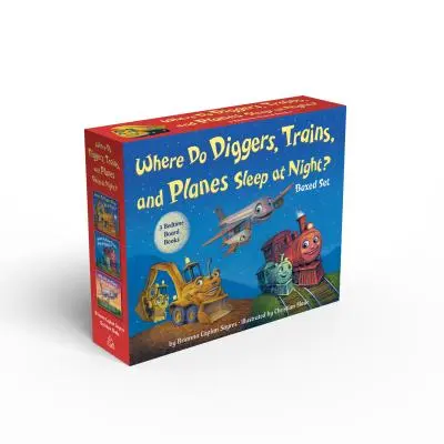 Wo schlafen Bagger, Züge und Flugzeuge in der Nacht? Pappbilderbuch Boxed Set - Where Do Diggers, Trains, and Planes Sleep at Night? Board Book Boxed Set