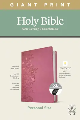 NLT Personal Size Giant Print Bible, Filament Enabled Edition (Rote Schrift, lederähnlich, Pfingstrose, Index) - NLT Personal Size Giant Print Bible, Filament Enabled Edition (Red Letter, Leatherlike, Peony Pink, Indexed)