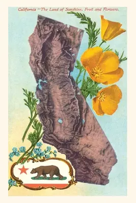 Vintage Journal Kalifornien Karte mit Bär und Mohnblumen - Vintage Journal California Map with Bear and Poppies