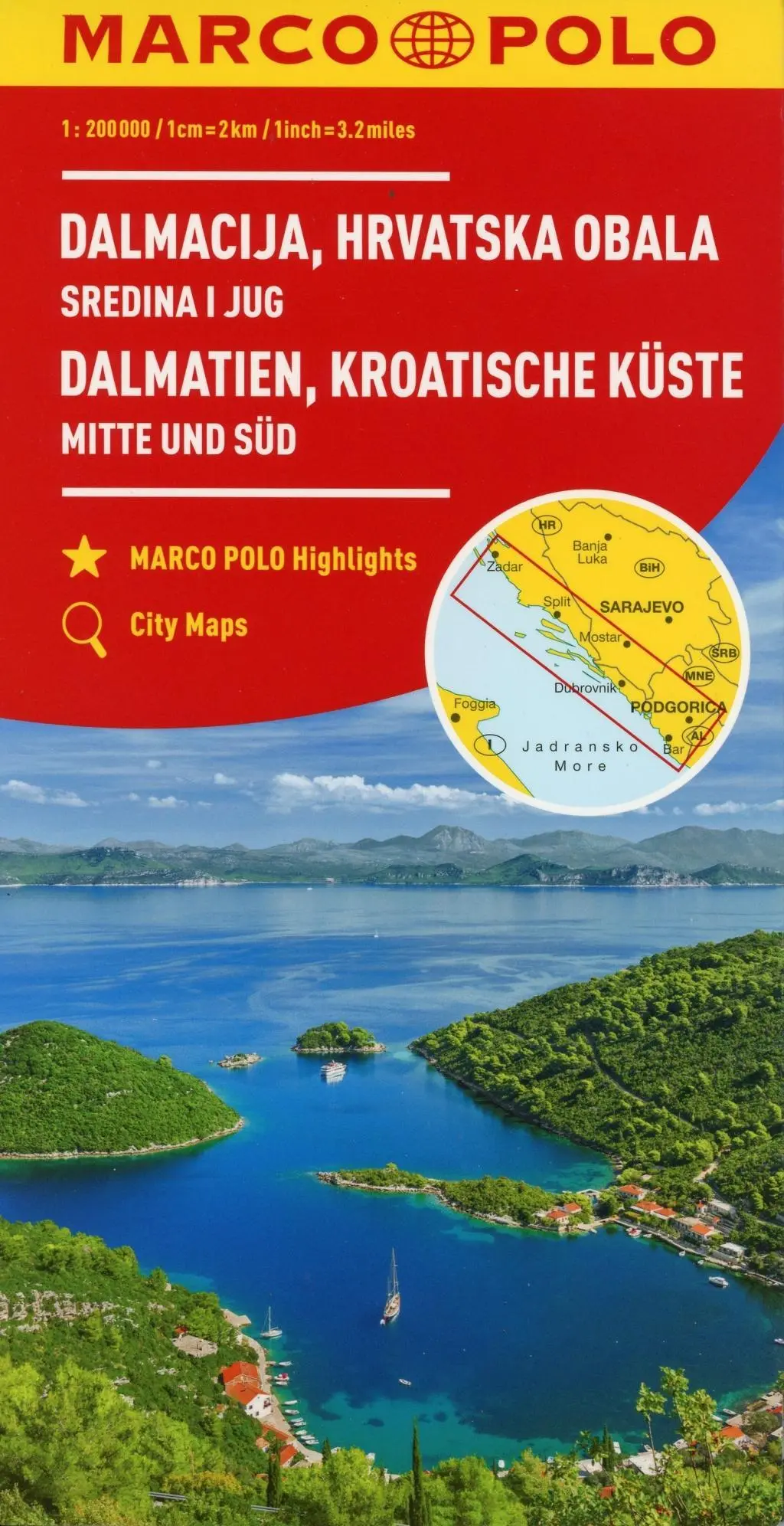 Kroatien Dalmatinische Küste Marco Polo Karte - Croatia Dalmatian Coast Marco Polo Map