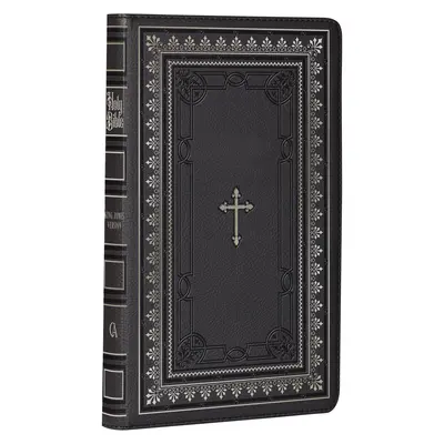 KJV Bibel in Standardgröße aus Kunstleder in roter Schrift - Daumenregister und Lesezeichen, King James Version, Schwarz/Goldenes Kreuz - KJV Holy Bible Standard Size Faux Leather Red Letter Edition - Thumb Index & Ribbon Marker, King James Version, Black/Gold Cross