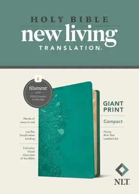 NLT Kompakte Riesenbibel, Filament Enabled Edition (Rote Schrift, lederähnlich, Pfingstrose, Teal) - NLT Compact Giant Print Bible, Filament Enabled Edition (Red Letter, Leatherlike, Peony Rich Teal)