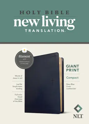 NLT Compact Giant Print Bible, Filament Enabled Edition (Rote Schrift, Lederähnlich, Navy Blue Cross) - NLT Compact Giant Print Bible, Filament Enabled Edition (Red Letter, Leatherlike, Navy Blue Cross)