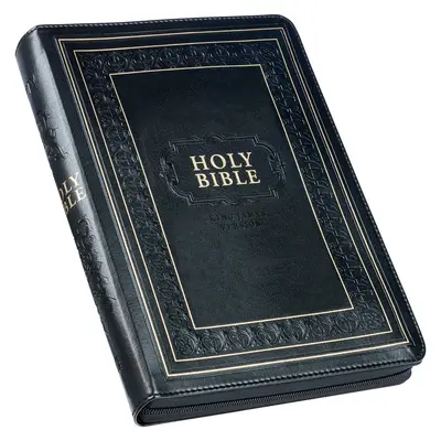 KJV Heilige Bibel, Riesendruck in voller Größe Kunstleder mit Daumenregister und Bandmarkierung, Red Letter Edition, King James Version, schwarz, Reißverschluss - KJV Holy Bible, Giant Print Full-Size Faux Leather W/Thumb Index & Ribbon Marker, Red Letter Edition, King James Version, Black, Zipper Closure