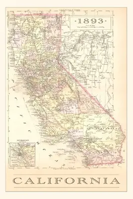 Das Vintage Journal 1893 Karte von Kalifornien - The Vintage Journal 1893 Map of California