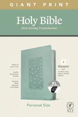 NLT Personal Size Giant Print Bible, Filament Enabled Edition (rote Schrift, lederähnlich, geblümter Rahmen Teal, Index) - NLT Personal Size Giant Print Bible, Filament Enabled Edition (Red Letter, Leatherlike, Floral Frame Teal, Indexed)